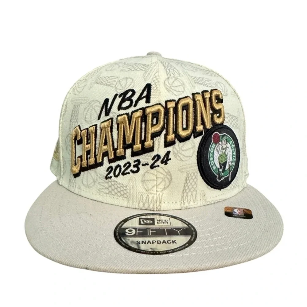New Era 9FIFTY Boston Celtics NBA Champions 2023-24 Snapback Hat Cream Gold